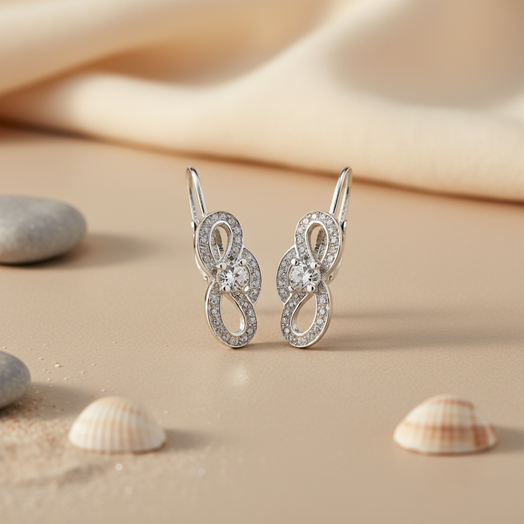 Silver Cubic Zirconia Leverback Earrings for Women | Dainty Jewelry