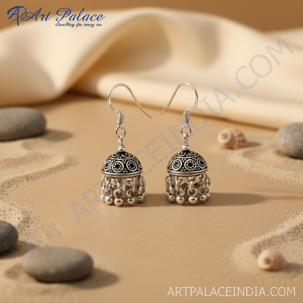 Pendientes jhumka de plata 925 para mujer | pendientes colgantes