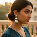 Load image into Gallery viewer, Pendientes Jhumka de plata 925 para mujer | Joyería étnica india
