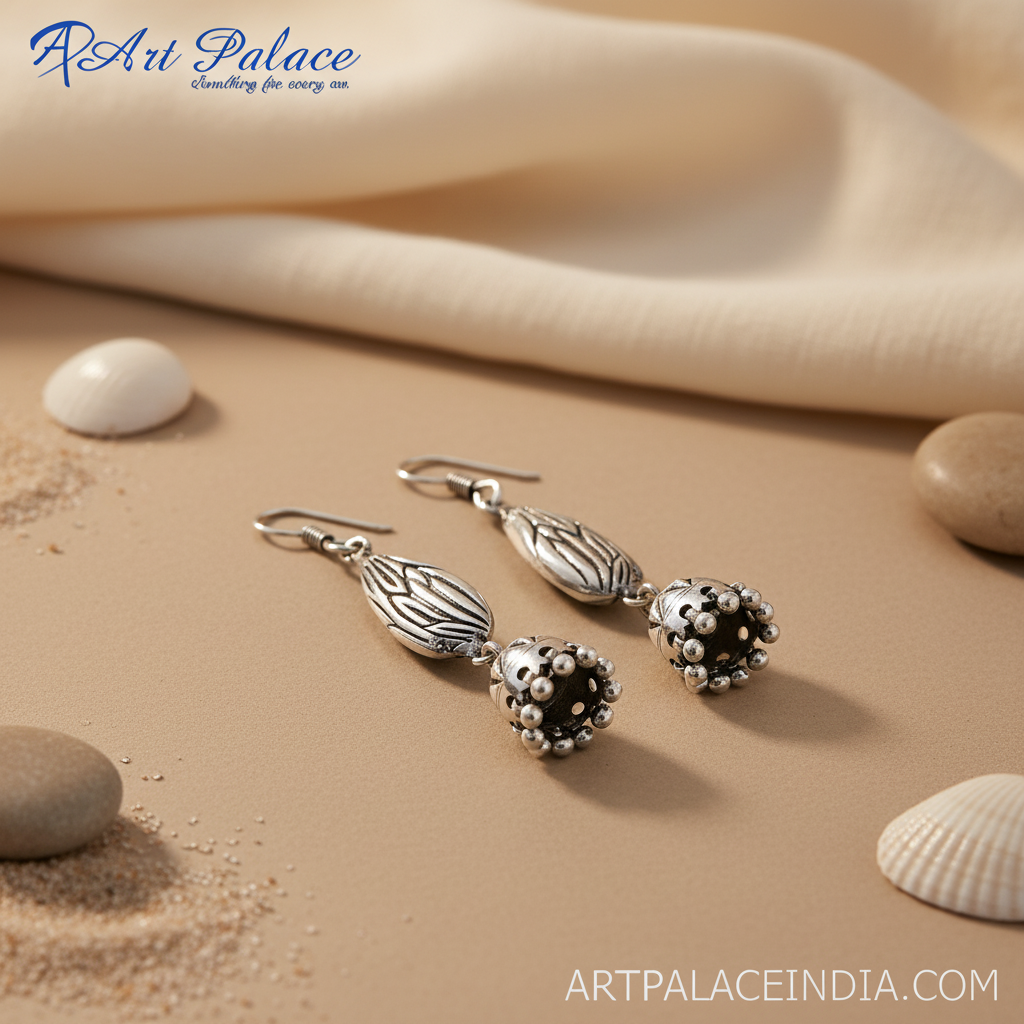 Pendientes jhumka de plata 925 para mujer | joyería étnica india