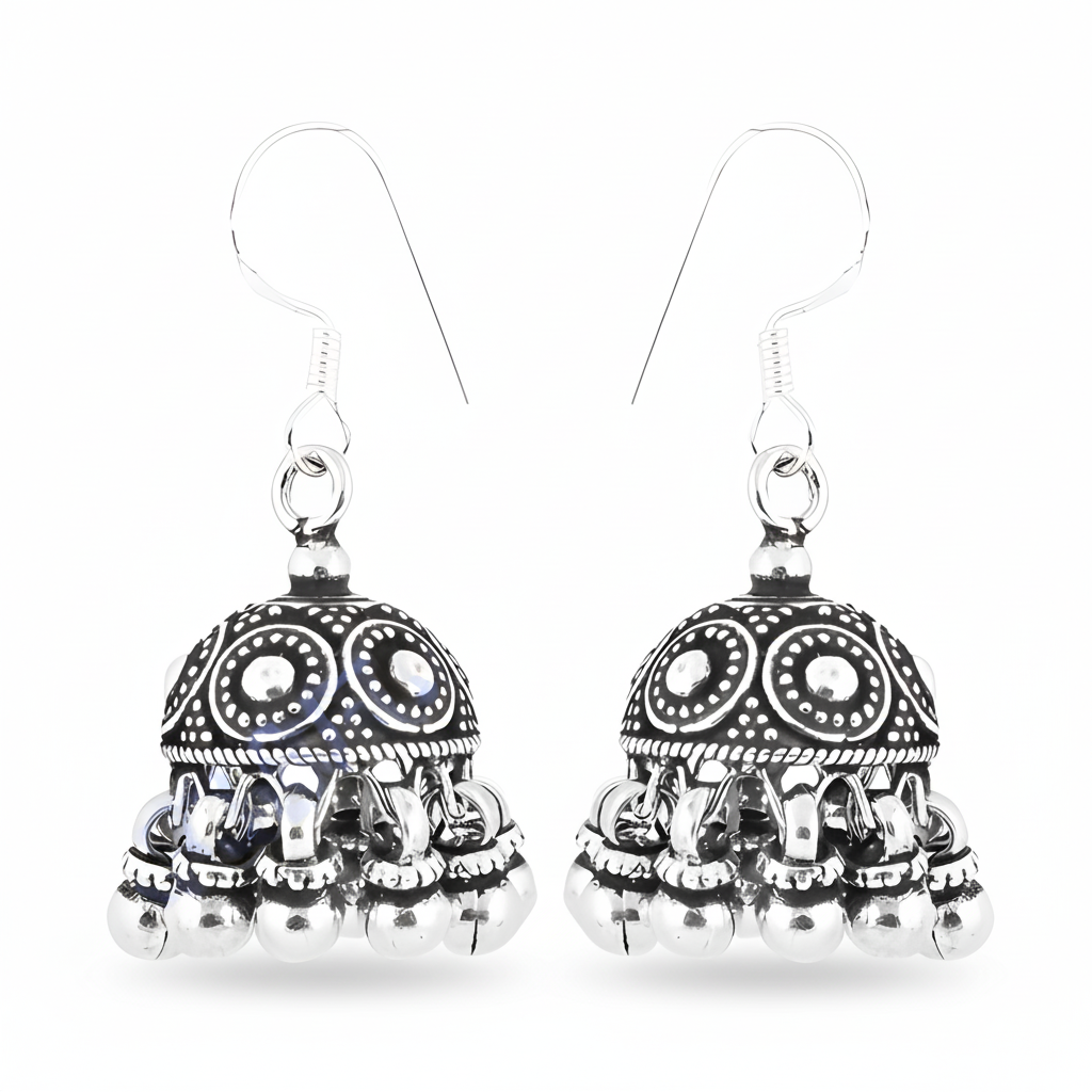 925 Silver Jhumka Earrings | Traditional Indian Jewelry | Women's Gift