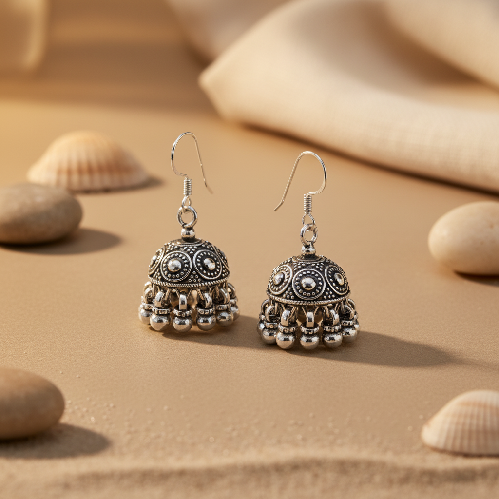 925 Silver Jhumka Earrings | Traditional Indian Jewelry | Women's Gift