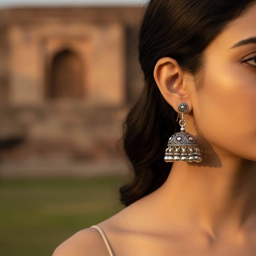 925 Silver Jhumka Earrings | Traditional Indian Jewelry | Women's Gift