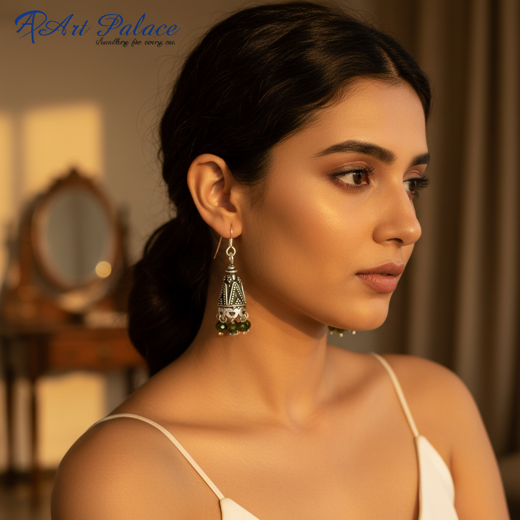 925 Silver Green Gemstone Dangle Earrings for Women | Gift