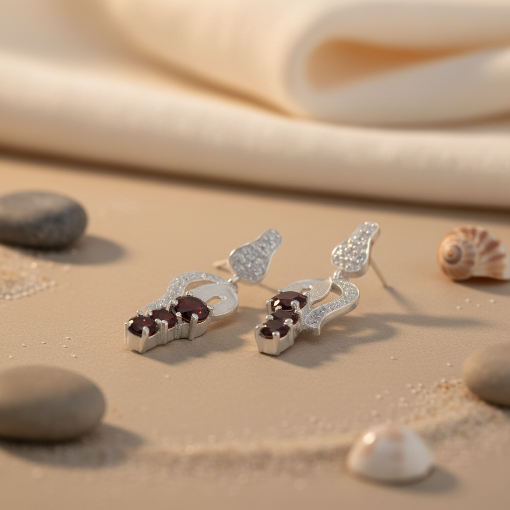 925 silver garnet dangle earrings for women | gift jewelry
