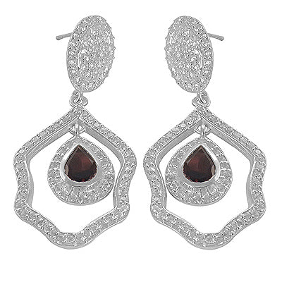 925 Silver Garnet Drop Earrings for Women | Dangle Earrings