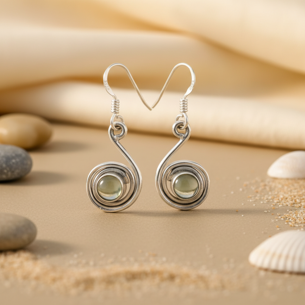 925 Silver Swirl Gemstone Earrings | Women's Fashion Jewelry