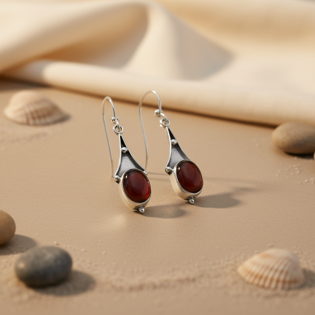 925 silver garnet drop earrings for women | gemstone jewelry