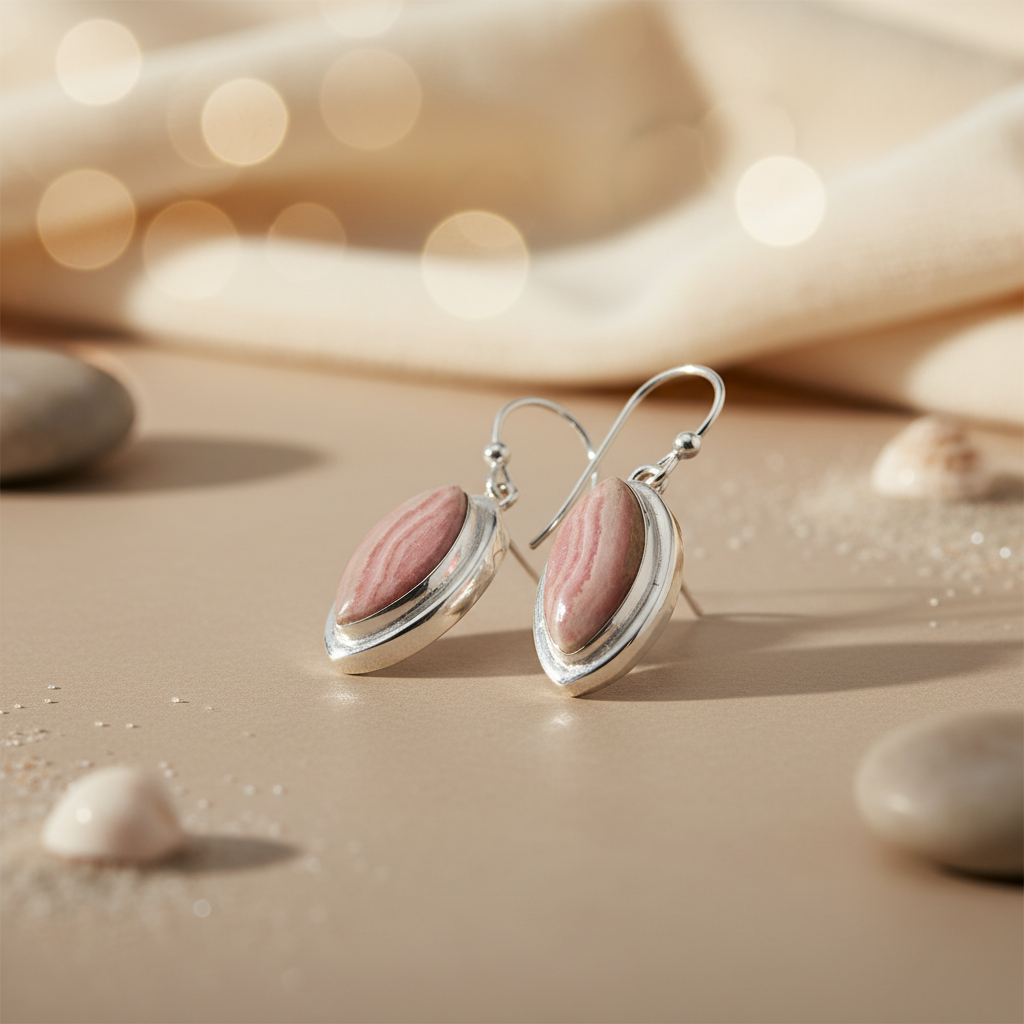 925 Silver Rhodochrosite Earrings | Gemstone Jewelry for Women