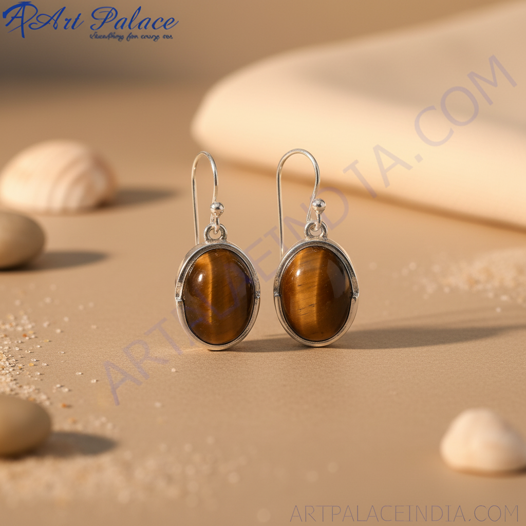 925 Silver Tiger Eye Earrings for Women | Gemstone Jewelry