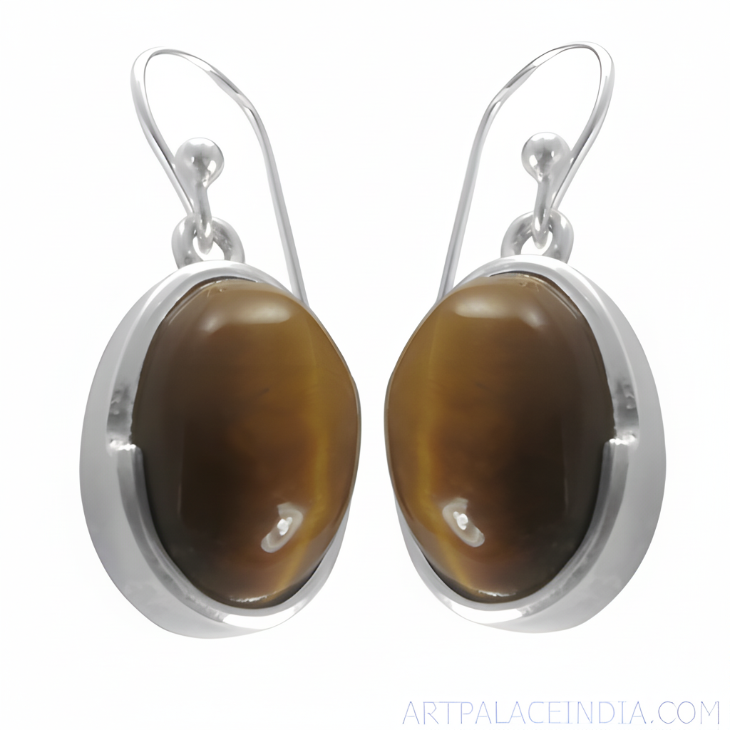925 Silver Tiger Eye Earrings for Women | Gemstone Jewelry