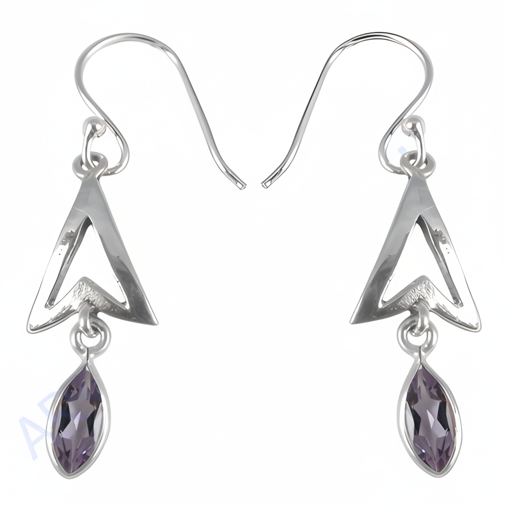 925 Silver Amethyst Drop Earrings for Women | Dangle Jewelry