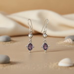 Load image into Gallery viewer, 925 Silver Amethyst &amp; Pearl Drop Earrings for Women | Gift

