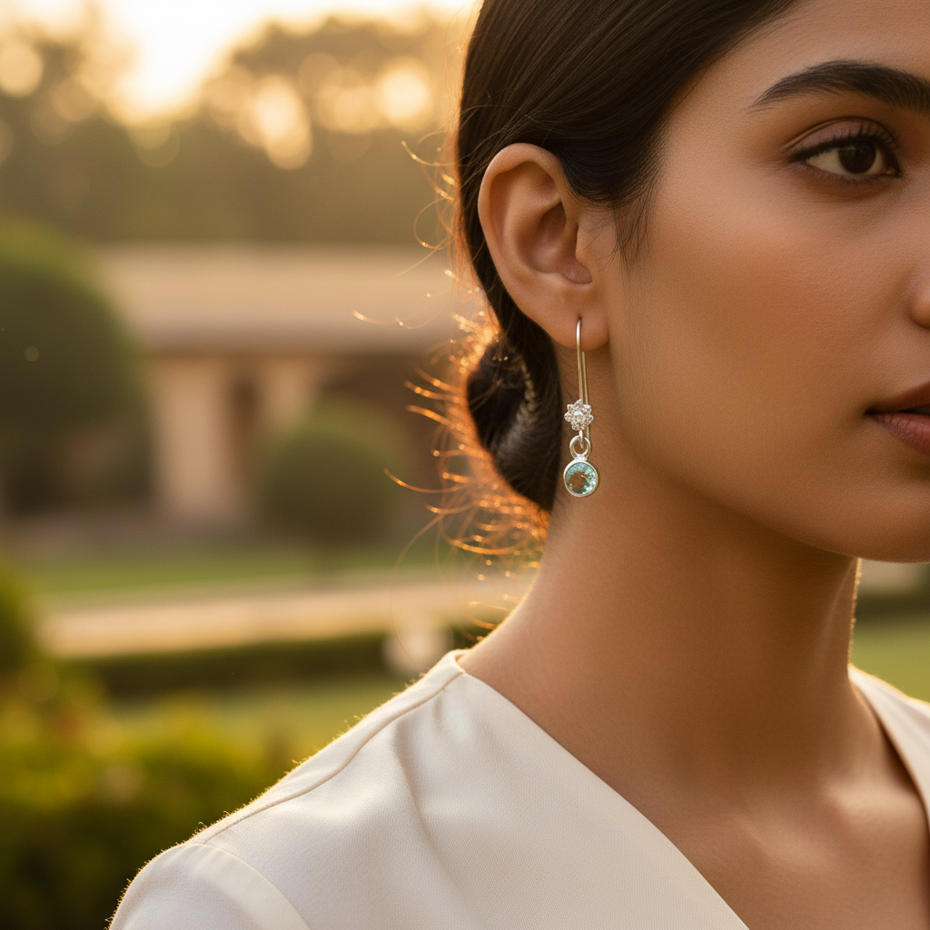 925 Silver Aquamarine Drop Earrings for Women | Gift Jewelry