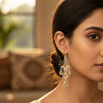 将图像加载到图库查看器中， 925纯银黄水晶吊灯耳环 | 宝石首饰
