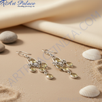 将图像加载到图库查看器中， 925纯银黄水晶吊灯耳环 | 宝石首饰
