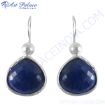Load image into Gallery viewer, 925 sterling silver drop earrings with faceted blue lapis lazuli gemstones.

