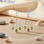 Load image into Gallery viewer, 925 Silver Peridot Dangle Earrings for Women | Green Gemstone

