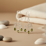 Load image into Gallery viewer, 925 Silver Peridot Dangle Earrings for Women | Green Gemstone
