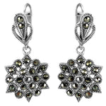 Load image into Gallery viewer, 925 Silver Marcasite Earrings | Vintage Floral Design for Women
