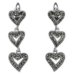 Load image into Gallery viewer, 925 Silver Marcasite Heart Drop Earrings for Women | Gift
