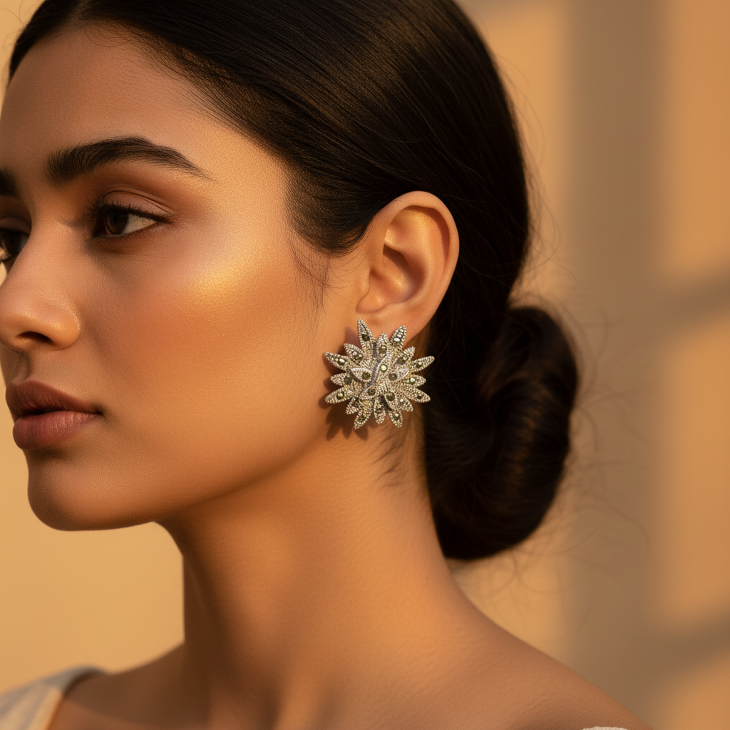 Pendientes de plata con flores | Joyería floral para mujer