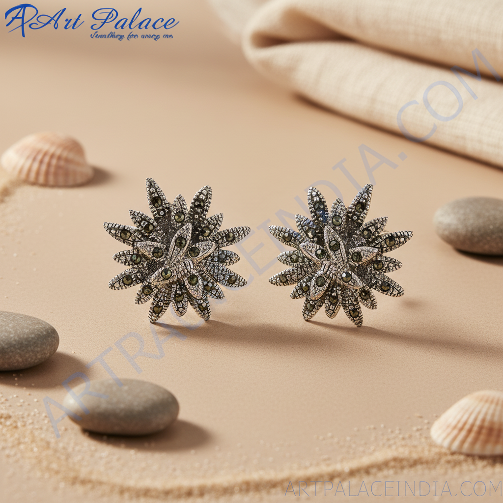 Pendientes de plata con flores | joyería floral para mujer