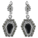 Load image into Gallery viewer, 925 Silver Black Onyx Marcasite Earrings for Women | Gift
