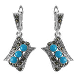 Load image into Gallery viewer, 925 Silver Marcasite Turquoise Earrings for Women | Gift
