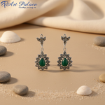 Load image into Gallery viewer, 925 Silver Green Onyx &amp; Marcasite Drop Earrings for Women
