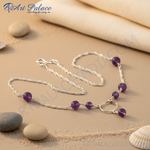 Load image into Gallery viewer, 925 Silver Amethyst Beaded Necklace for Women | Gemstone Jewelry
