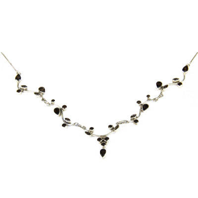 925 Silver Black Gemstone Necklace for Women | Elegant Jewelry