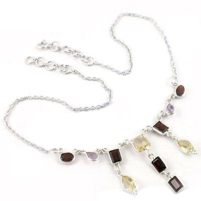 925 Silver Gemstone Necklace for Women | Colorful Stone Jewelry