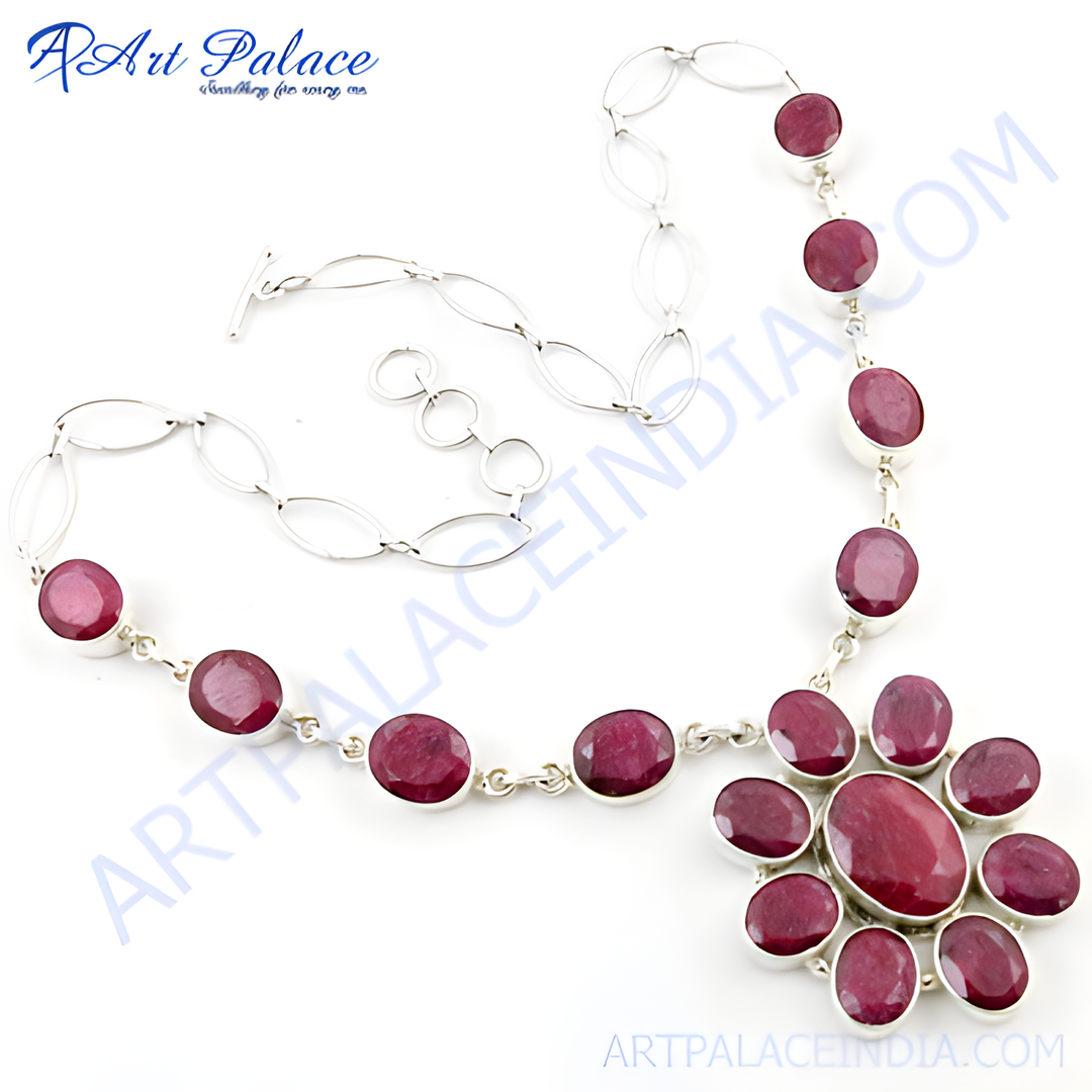 925 Silver Ruby Necklace for Women | Gemstone Jewelry