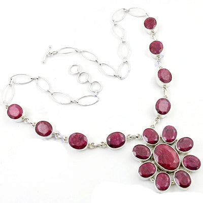 925 Silver Ruby Necklace for Women | Gemstone Jewelry