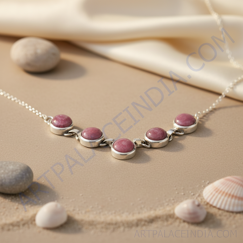 925 Silver Rhodonite Necklace | Gemstone Jewelry for Women