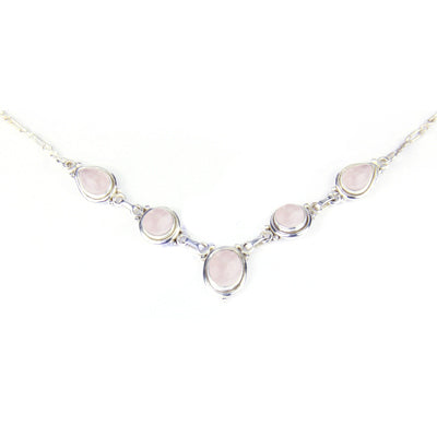 925 Silver Rose Quartz Necklace for Women | Gemstone Jewelry