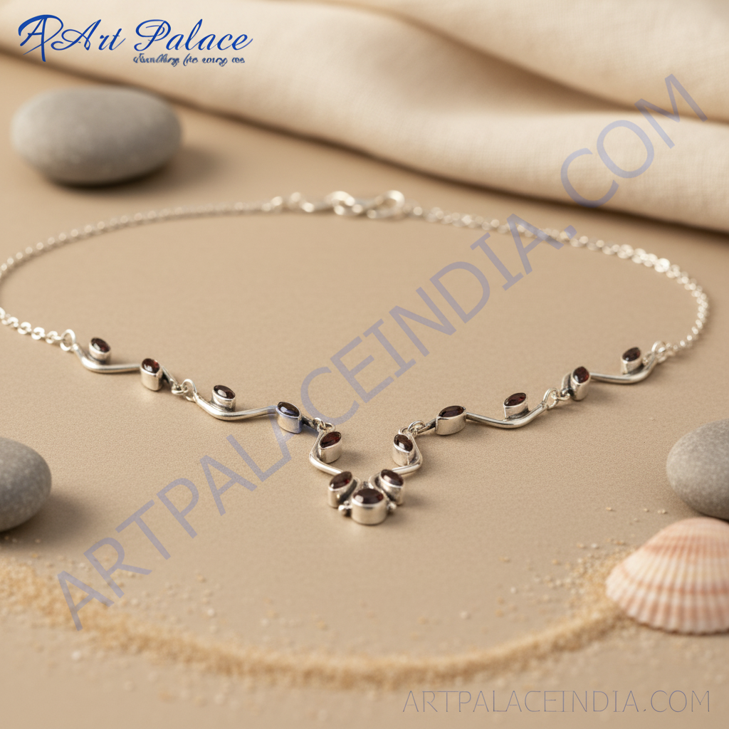 925 silver garnet necklace for women | daily wear jewelry