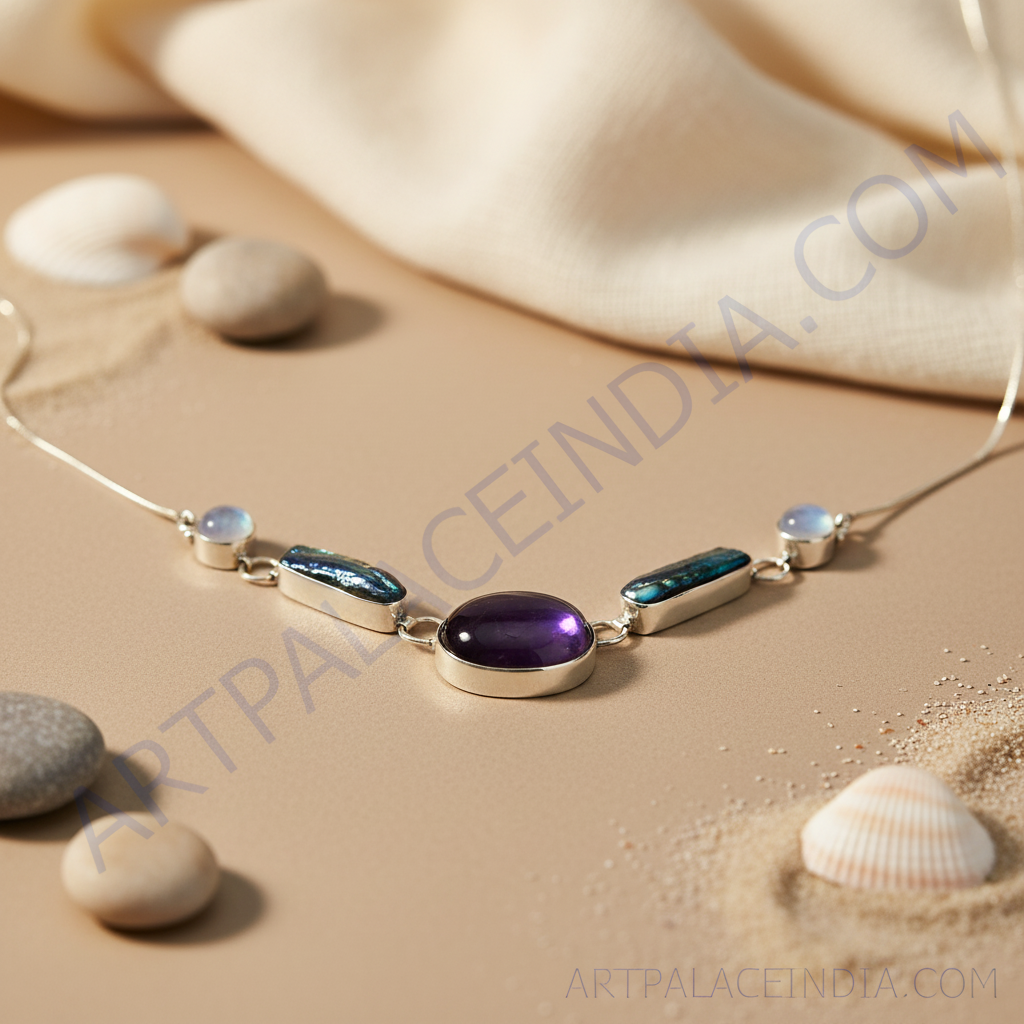 925 silver gemstone necklace | statement jewelry for women