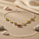 Load image into Gallery viewer, Amber Gemstone Silver Necklace for Women | Unique Jewelry Gift
