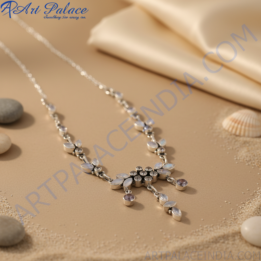 Garnet stone necklace | 925 sterling silver pendant | women's gift