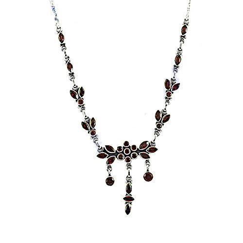 Garnet Stone Necklace | 925 Sterling Silver Pendant | Women's Gift
