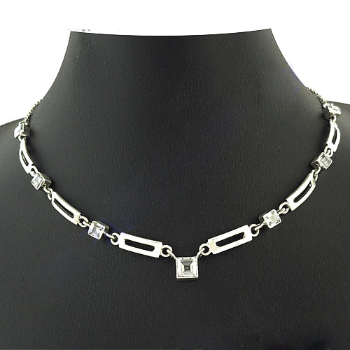 Silver Cubic Zirconia Necklace | Women's Geometric Jewelry