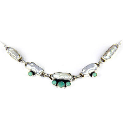 925 Silver Pearl & Turquoise Necklace for Women | Fashion Jewelry
