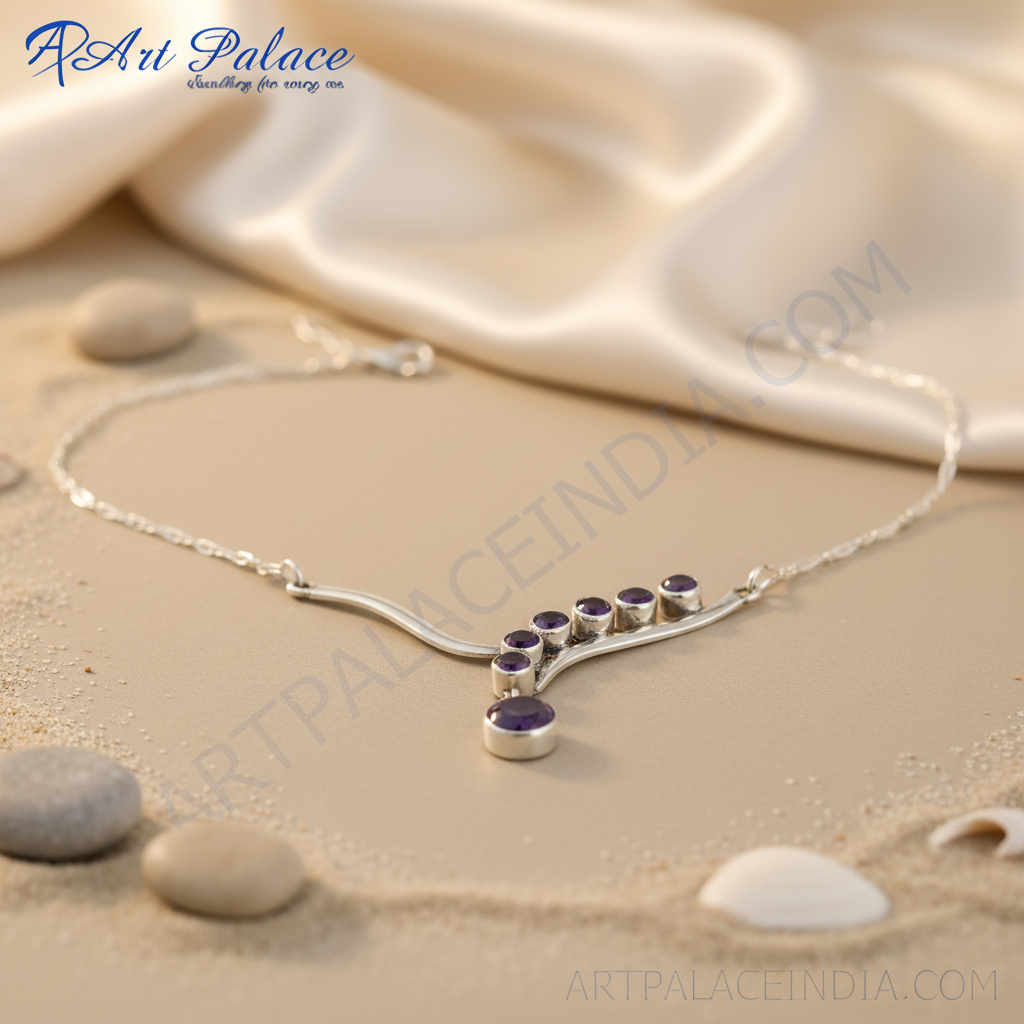 925 silver amethyst necklace for women | gemstone jewelry