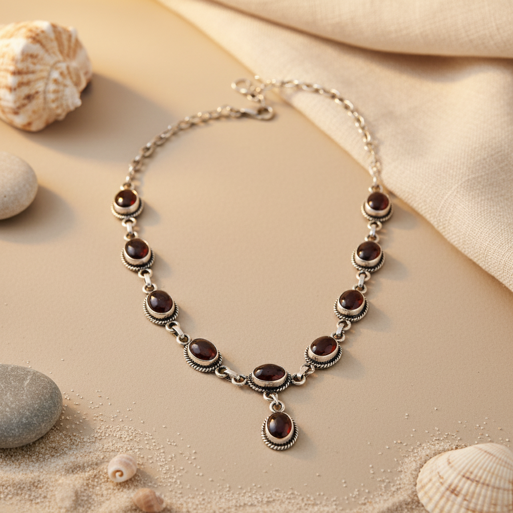 925 Silver Garnet Gemstone Necklace for Women | Gift Jewelry