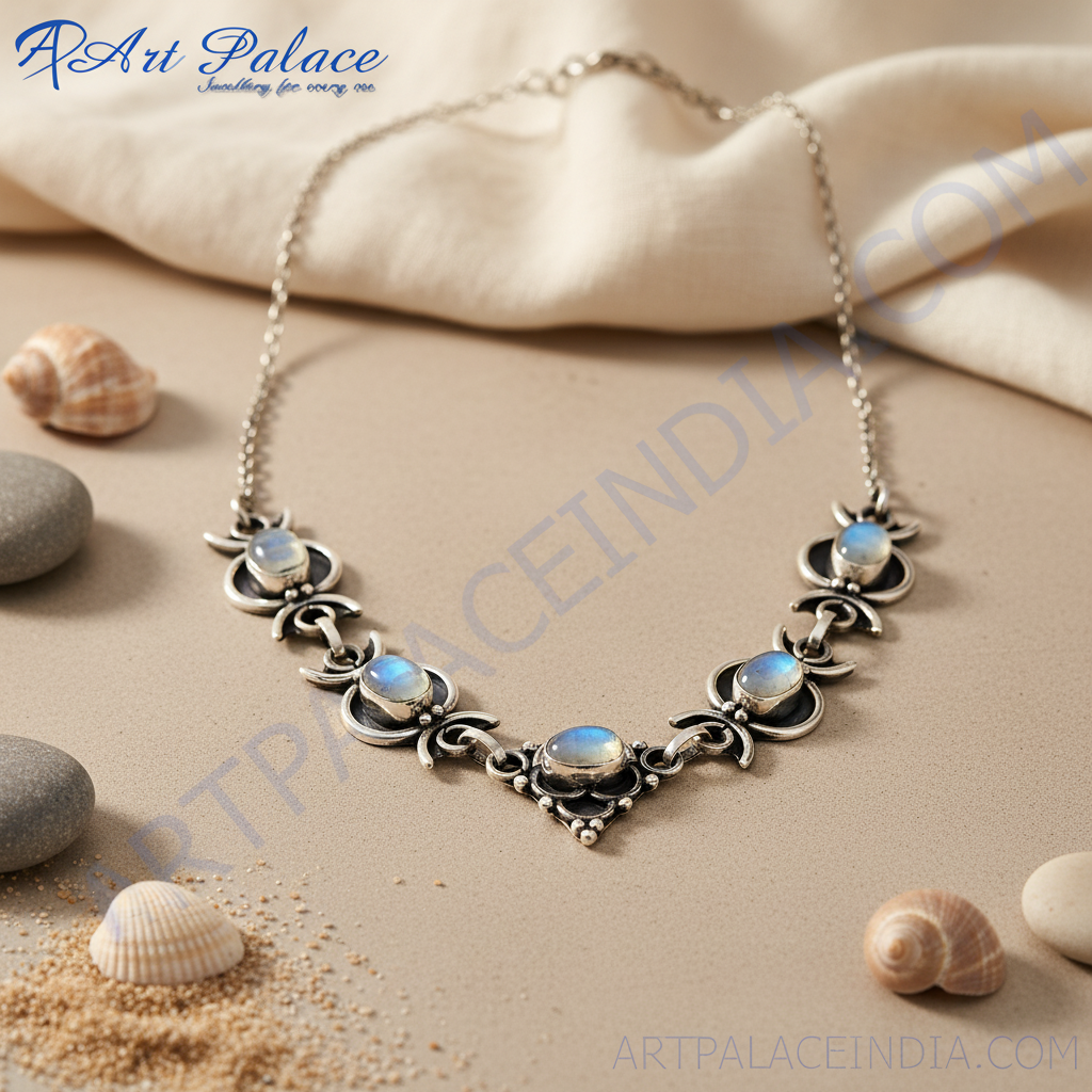 925 silver moonstone necklace for women | gemstone jewelry