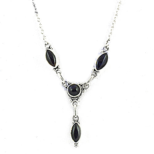 925 Silver Onyx Y Necklace for Women | Gemstone Jewelry Gift
