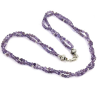 Amethyst Beaded Necklace | 925 Silver Clasp | Women's Jewelry