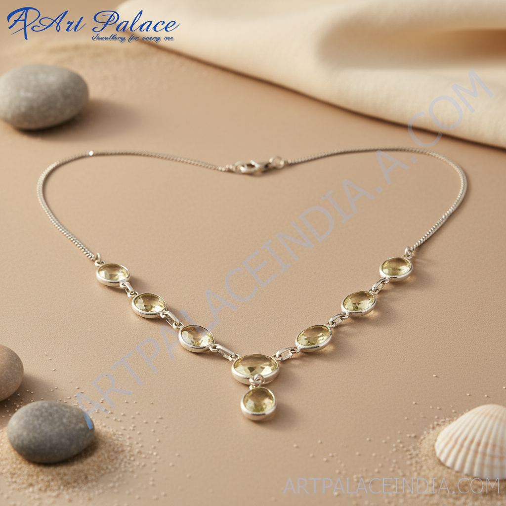 925 silver citrine necklace for women | gemstone jewelry